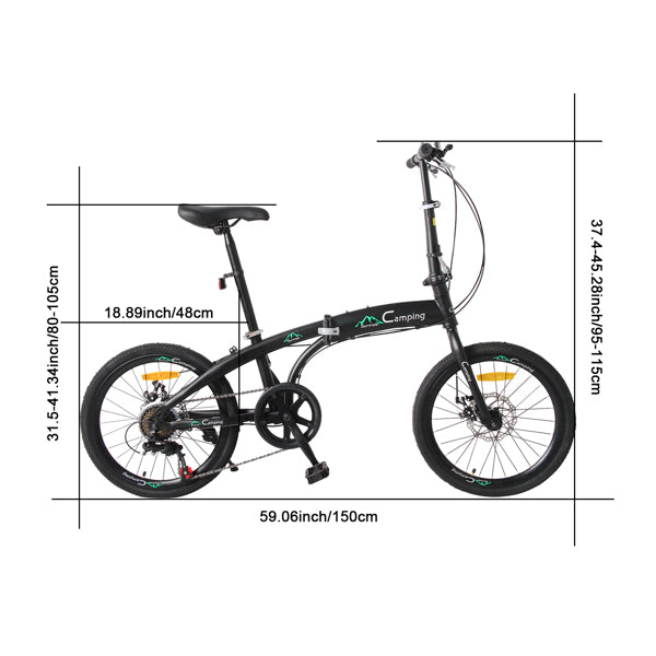 20 Inch Carbon Steel Foldable Bike - 20in Foldable Adult Bicycle - Foldable Bike for Adults