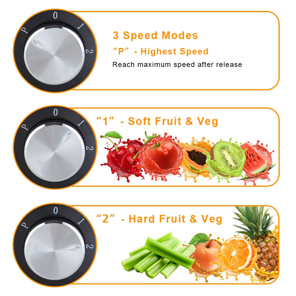 ZOKOP American Standard - Double Gear Electric Juicer Stainless Steel - 75MM Large Caliber - 600ML Juice Cup - 1000ML Slag Cup