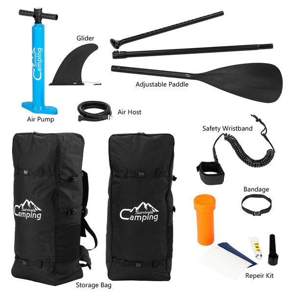 11 ft Inflatable Stand Up Paddle Board - Inflatable Surfboard Blue and White - Traveling Board for Surfing
