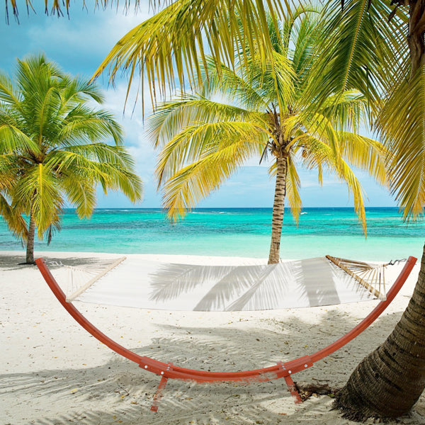 10.5ft Pine Hammock Frame Amber Yellow & Hammock White - 2 Person Heavy Duty Outdoor & Indoor Hammocks - Portable Hammock with Stand