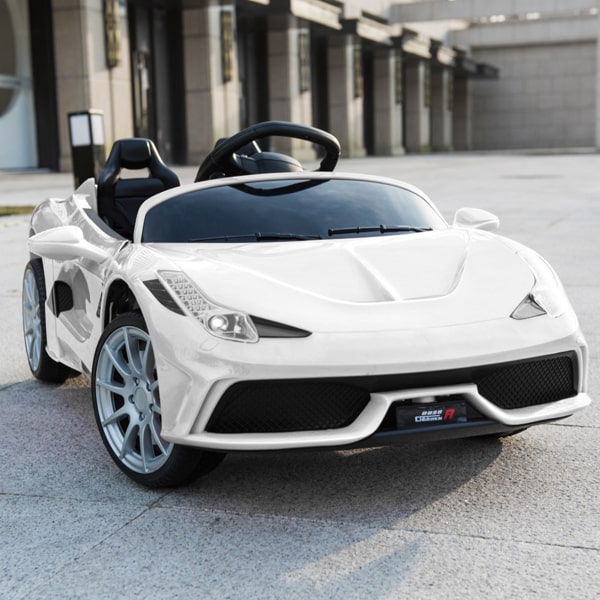 12V Kids Ride On Sports Car - 2.4GHZ Remote Control Car - LED Lights - Siren - Microphone