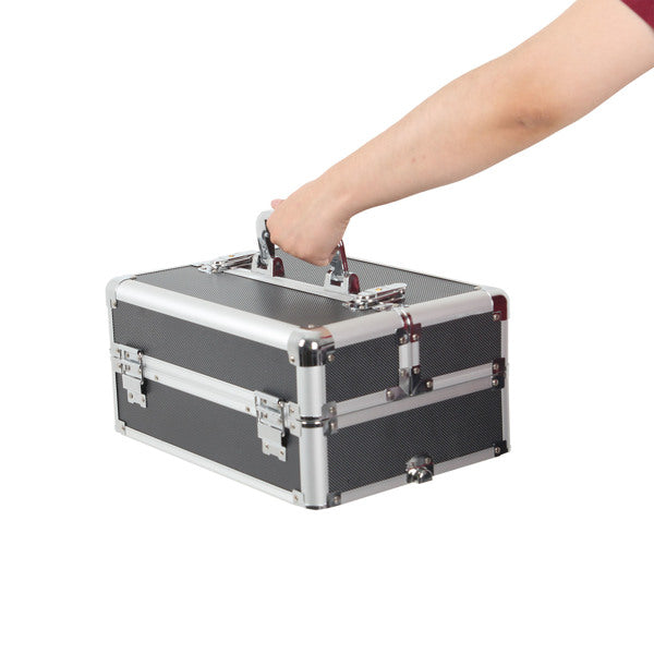 4 in 1 Rolling Makeup Case Makeup Trolley Case With Wheels Makeup Travel Case Organizer (BLACK) - Cosmetic Lockable Trolley - Nail Artist Travel Train Organizer Box