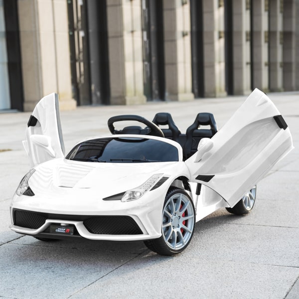 12V Kids Ride On Sports Car - 2.4GHZ Remote Control Car - LED Lights - Siren - Microphone