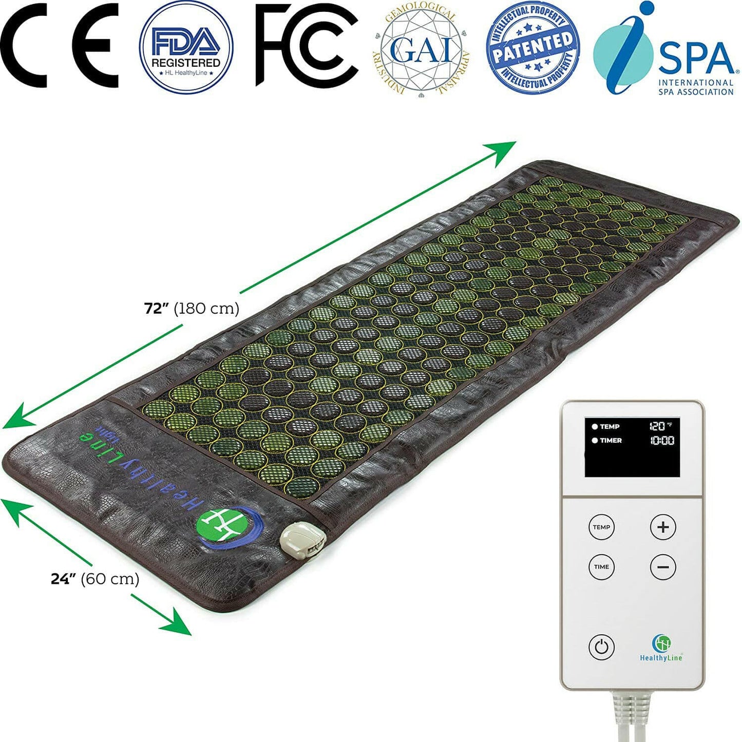 FAR Infrared Heating Pad 72 x 24- Jade Tourmaline Heating Pad - Electric Therapy Mat - HealthyLine