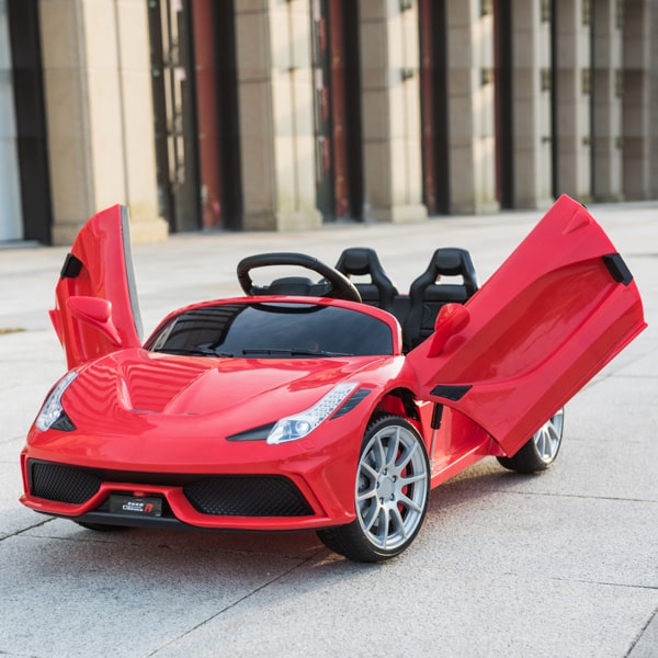 12V Kids Ride On Sports Car - 2.4GHZ Remote Control Car - LED Lights - Siren - Microphone