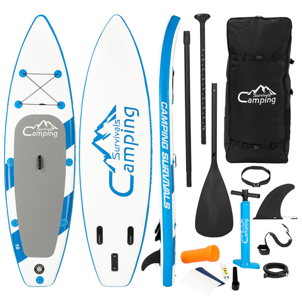 11 ft Inflatable Stand Up Paddle Board - Inflatable Surfboard Blue and White - Traveling Board for Surfing