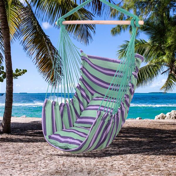 Canvas Hanging Rope Chair with Pillows - Hammock Chair Swing - Porch Hammock Swing