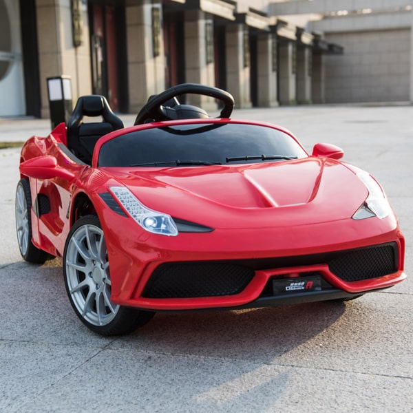 12V Kids Ride On Sports Car - 2.4GHZ Remote Control Car - LED Lights - Siren - Microphone