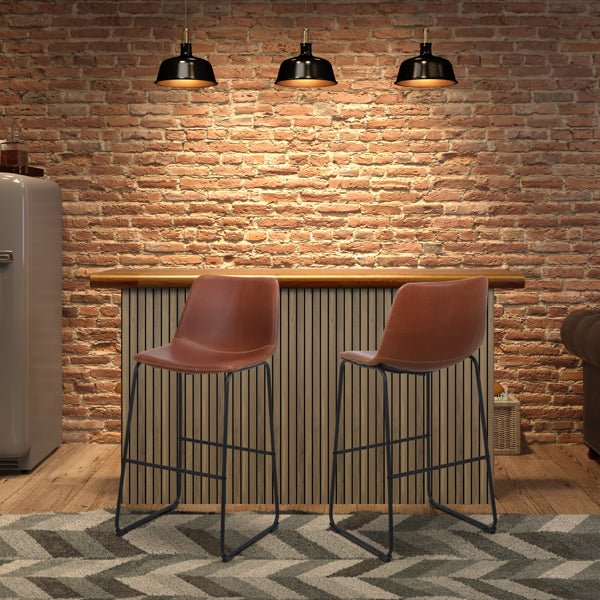 Bronze Wrought Iron Bar Stool 2pcs- Iron bar Stools with Leather Seats - Bar Stool Chairs
