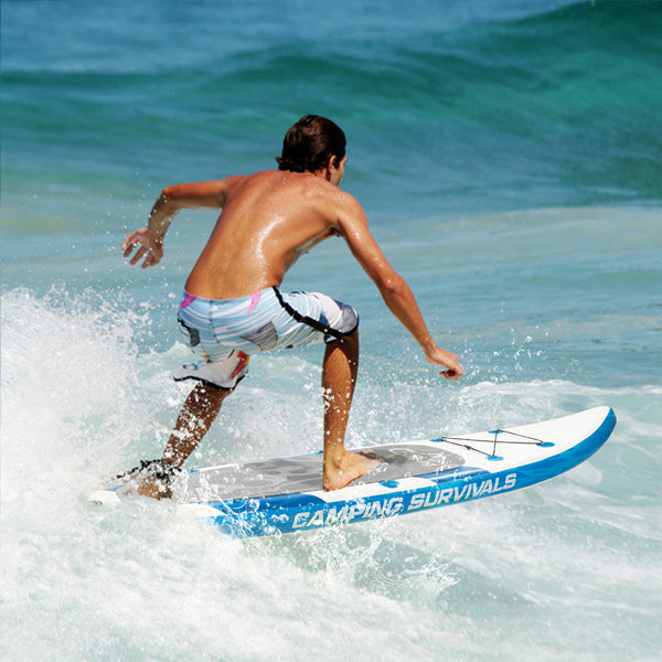 11 ft Inflatable Stand Up Paddle Board - Inflatable Surfboard Blue and White - Traveling Board for Surfing