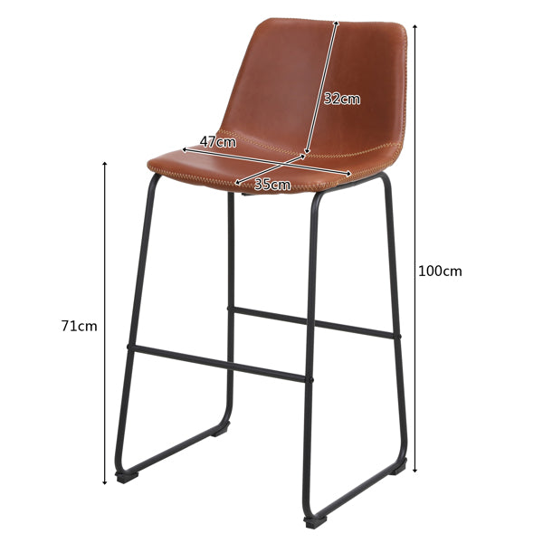 Bronze Wrought Iron Bar Stool 2pcs- Iron bar Stools with Leather Seats - Bar Stool Chairs