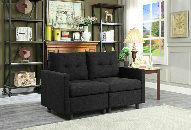 Sectional Sofa Set - Modern Linen Build Your Own Sofa with Reversible Chaise - L-Shaped Couch - L-Shaped Sofa Set