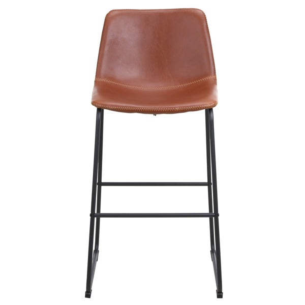 Bronze Wrought Iron Bar Stool 2pcs- Iron bar Stools with Leather Seats - Bar Stool Chairs