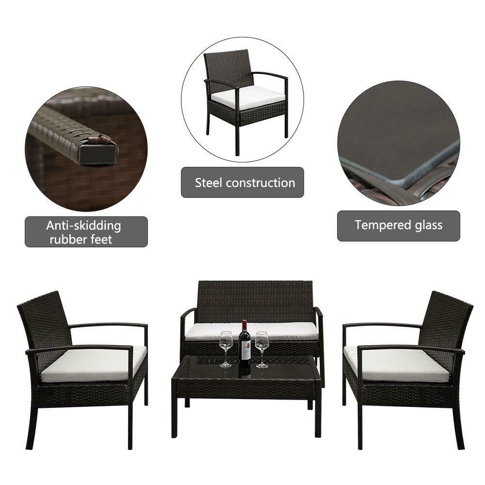 Patio Furniture Set - Rattan Furniture - Patio Sofa Set - Outdoor Sofa Furniture - Outdoor Chair Set - Wicker, Table, 4 Piece, Light Weight