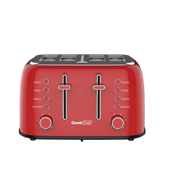 Retro Stainless Steel Extra-Wide Slot Toaster, Bagel/Defrost/Cancel Function