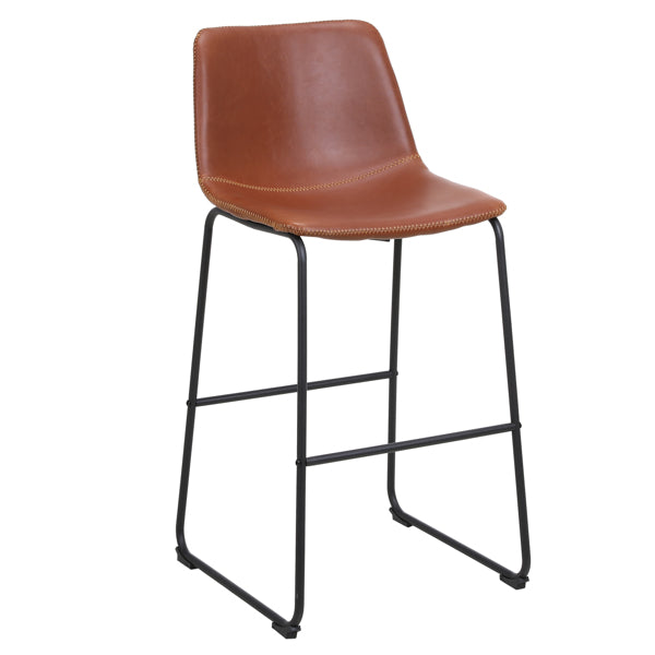 Bronze Wrought Iron Bar Stool 2pcs- Iron bar Stools with Leather Seats - Bar Stool Chairs