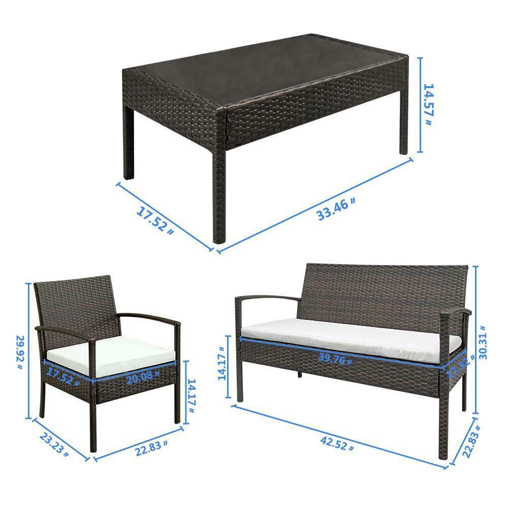 Patio Furniture Set - Rattan Furniture - Patio Sofa Set - Outdoor Sofa Furniture - Outdoor Chair Set - Wicker, Table, 4 Piece, Light Weight