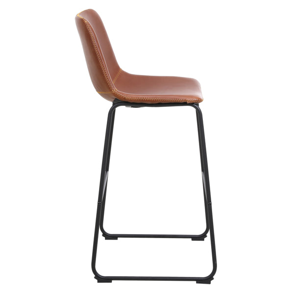 Bronze Wrought Iron Bar Stool 2pcs- Iron bar Stools with Leather Seats - Bar Stool Chairs