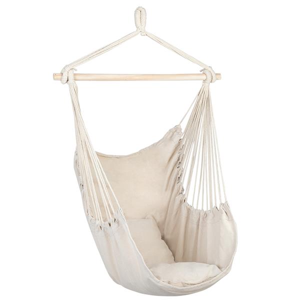 Canvas Hanging Rope Chair with Pillows - Hammock Chair Swing - Porch Hammock Swing