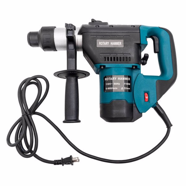 1-1/2" SDS Electric Hammer Drill Set 1100W 110V Blue - Portable Hammer Drill Set - Electric Rotary Hammer Drill Set - Electric Hammer Drill