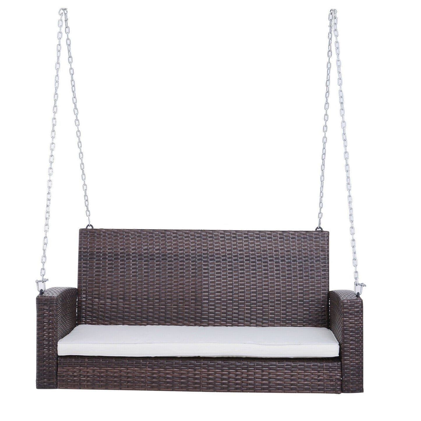 2 Person Porch Swing - Outdoor Wicker Porch Swing - Chair Garden Hanging Bench Seat
