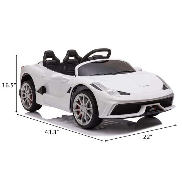 12V Kids Ride On Sports Car - 2.4GHZ Remote Control Car - LED Lights - Siren - Microphone