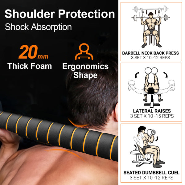 Adjustable Dumbbell Set 33 lbs 66 lbs - 2 in 1 Barbell Set for Men and Women with Shoulder Protection - Gym at Home Exercise Fitness