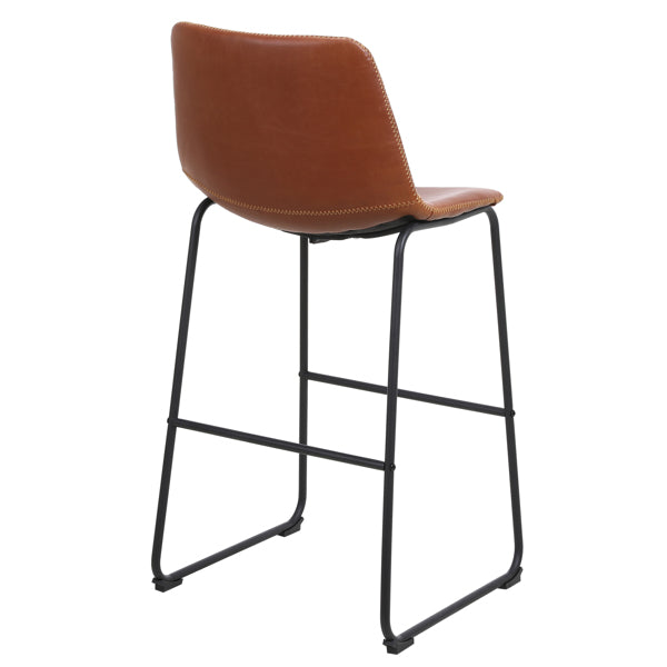 Bronze Wrought Iron Bar Stool 2pcs- Iron bar Stools with Leather Seats - Bar Stool Chairs