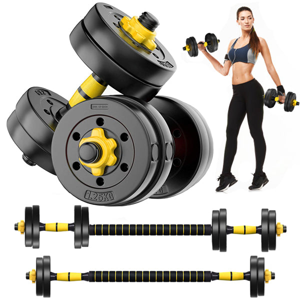Adjustable Dumbbell Set 33 lbs 66 lbs - 2 in 1 Barbell Set for Men and Women with Shoulder Protection - Gym at Home Exercise Fitness