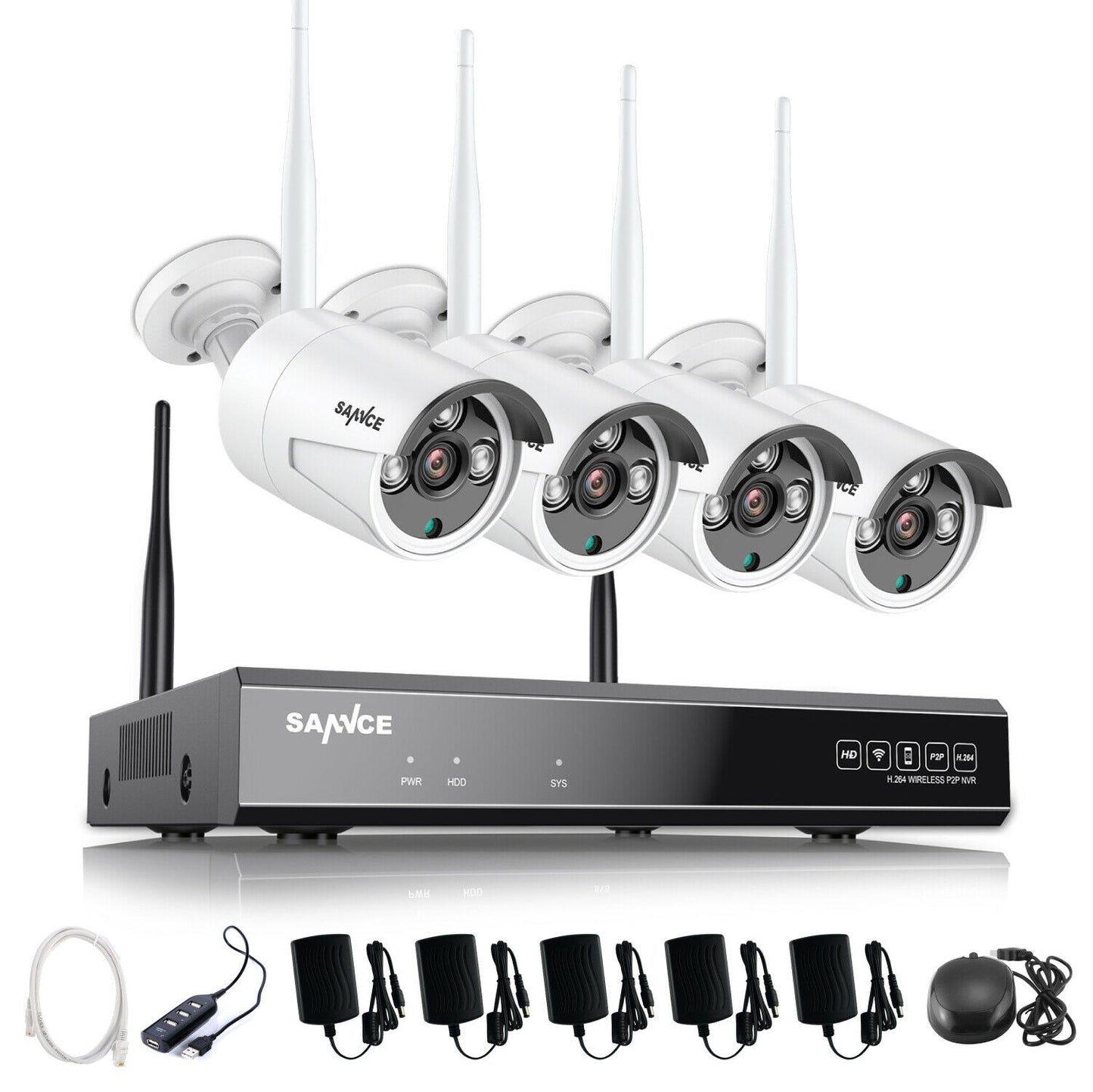SANNCE - 8CH Security Camera System - NVR HD 1080P Security IP Camera System - CCTV IR Night Vision