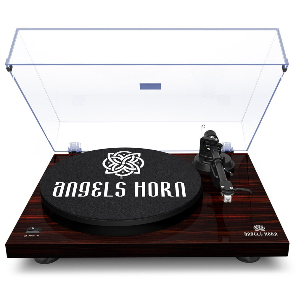 Angle Horn - Classic Record Player Turntable - Classic Design Turntable with Vintage Stereo - 2-Speed Built-in Phono Preamp and Belt Drive Turntable Player