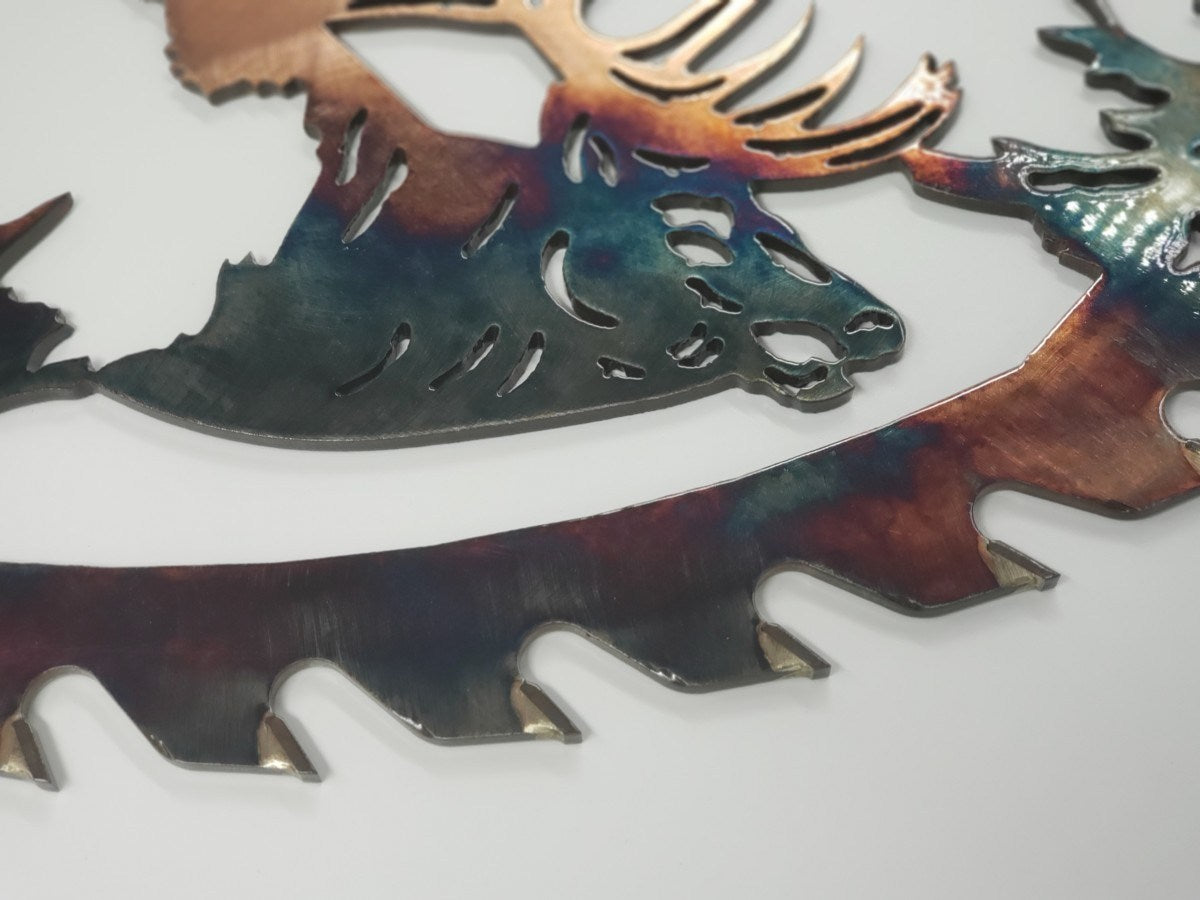 Sawblade Metal Art - Metal Art Mountain Elk - Mountain Elk Wildlife Art