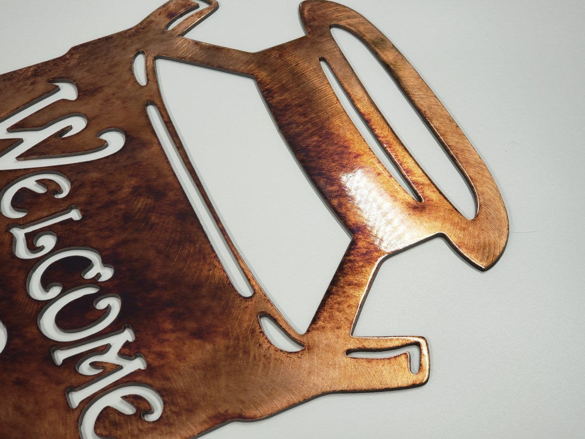 WelcomeArtSign - Welcome Milk Can with Hummingbird - Hummingbird Home Decor Metal Wall Art