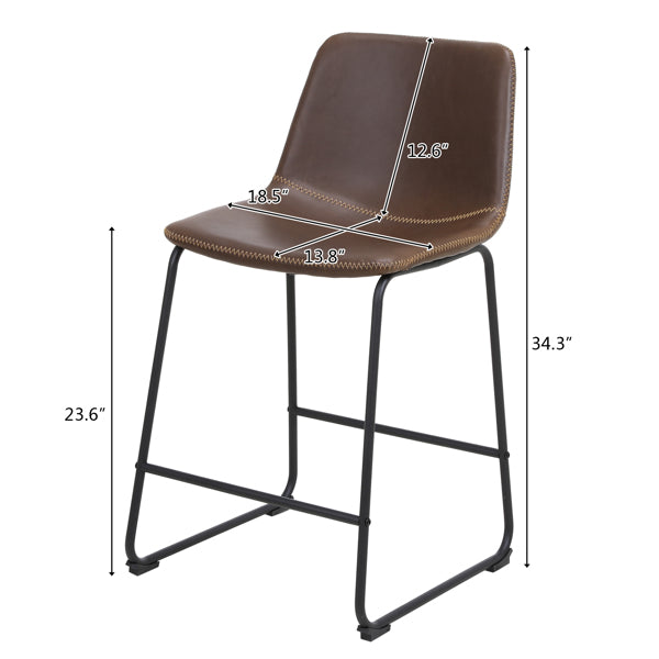 Bronze Wrought Iron Bar Stool 2pcs- Iron bar Stools with Leather Seats - Bar Stool Chairs