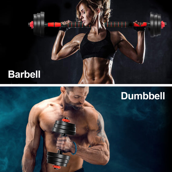 Adjustable Dumbbell Set 33 lbs 66 lbs - 2 in 1 Barbell Set for Men and Women with Shoulder Protection - Gym at Home Exercise Fitness