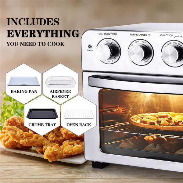 24QT Stainless Steel Countertop Convection Air Fryer and Oven – Roast, Bake, Broil, Reheat, and Fry Oil-Free