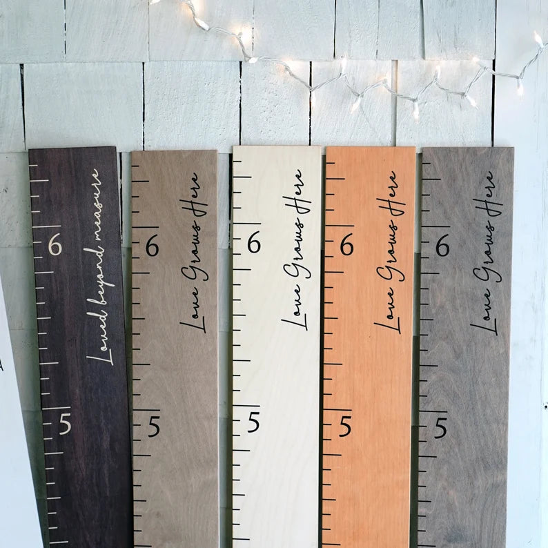 Boho Wooden Ruler Growth Height Chart - Kids Decor, Modern Style Measurement Ruler, Baby Shower Gift
