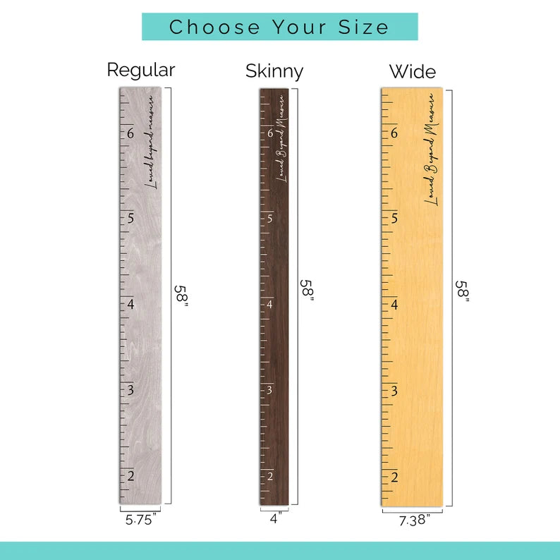Boho Wooden Ruler Growth Height Chart - Kids Decor, Modern Style Measurement Ruler, Baby Shower Gift