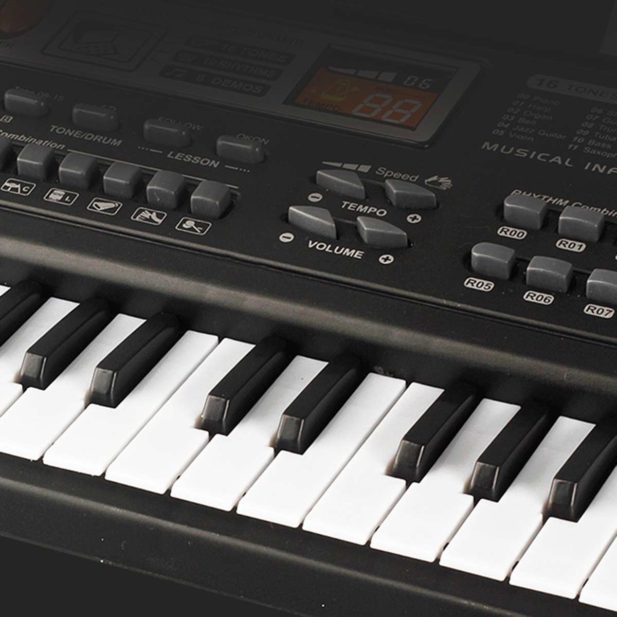 61-Key USB/US/EU Plug Electric Digital Key Board Piano With Keyboard & Microphone Musical Instruments Kids Toy Gift Black