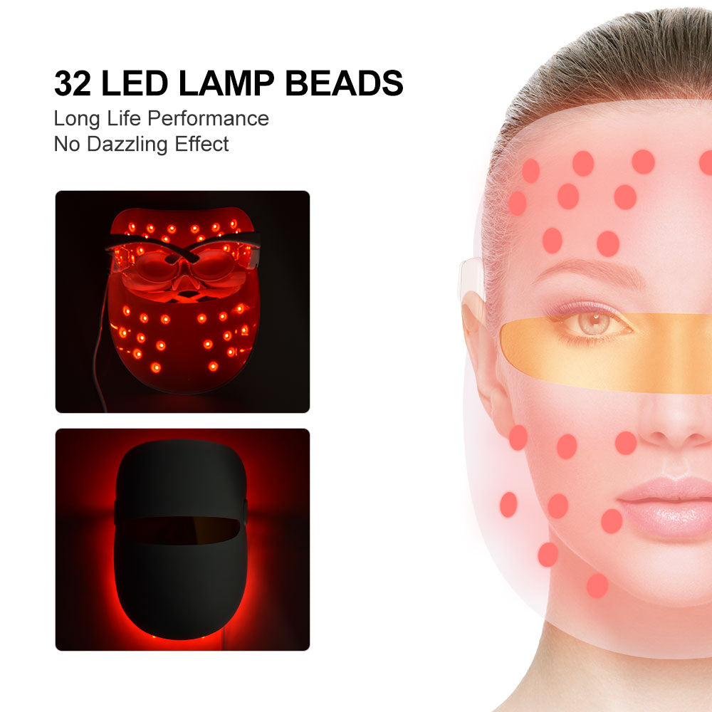 7 Colors Light Therapy Facial Mask - Skin Rejuvenation Electroporation Facial Mask - LED Photon Reduce Wrinkle Mask - Beauty Skincare Tool Facial Mask
