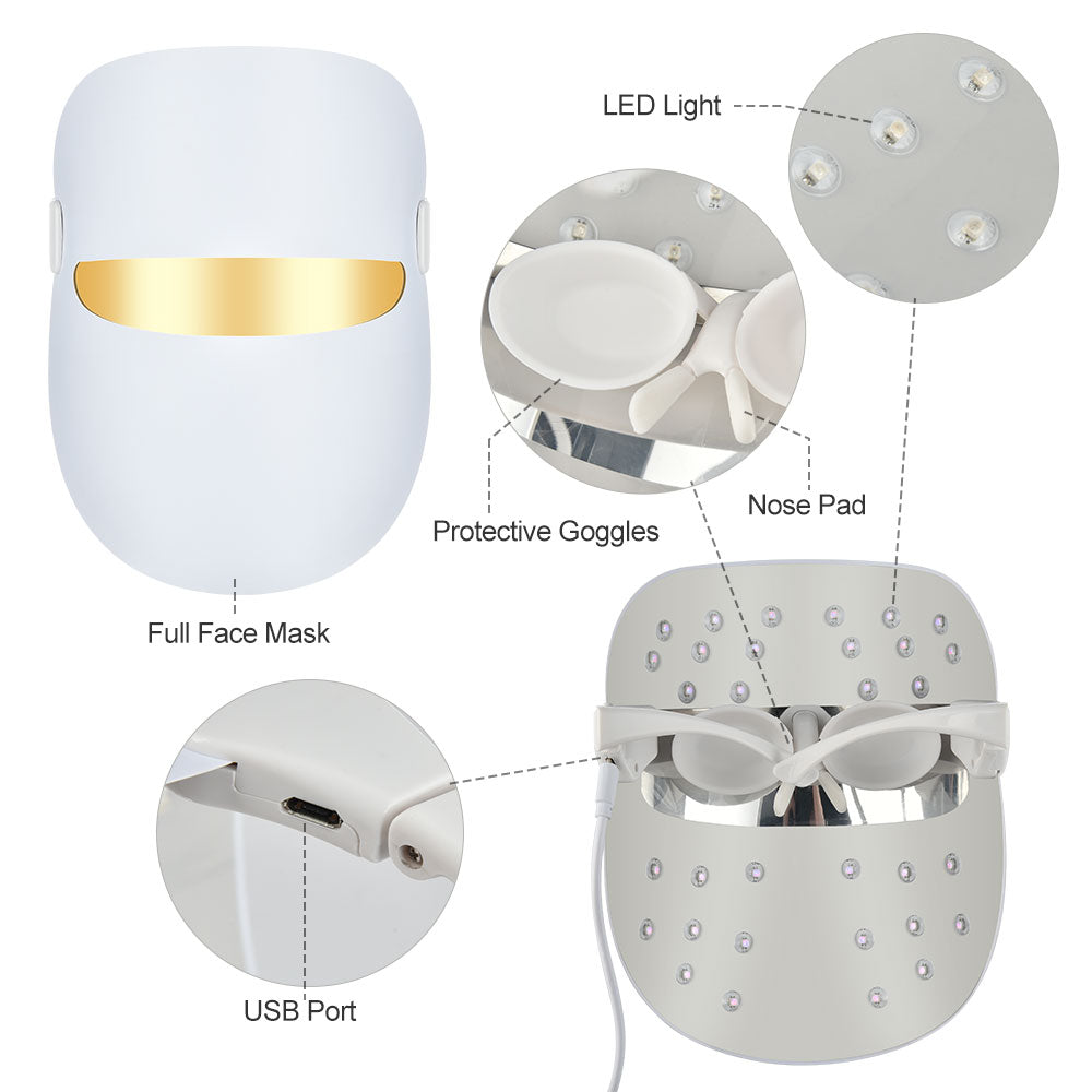 7 Colors Light Therapy Facial Mask - Skin Rejuvenation Electroporation Facial Mask - LED Photon Reduce Wrinkle Mask - Beauty Skincare Tool Facial Mask