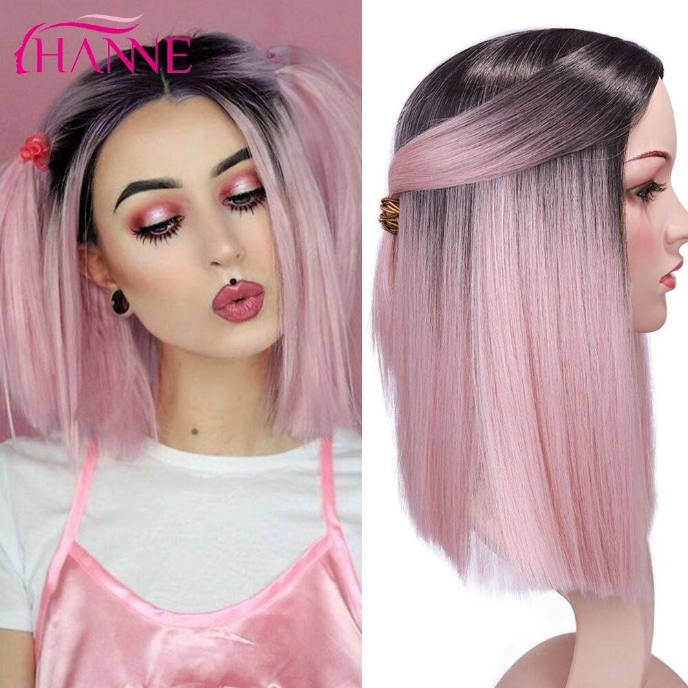 Tinted Color Straight Hair Synthetic Wig -Synthetic Hair Colored Wig - Shoulder Length Synthetic Hair Wig