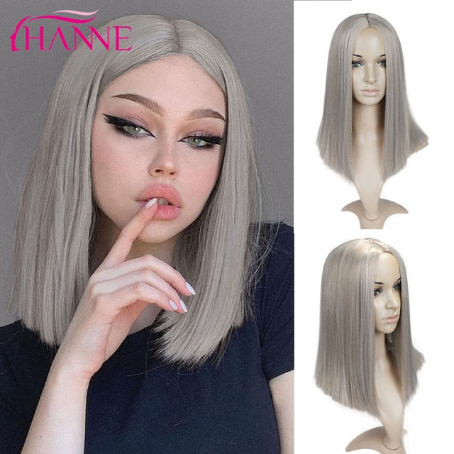 Tinted Color Straight Hair Synthetic Wig -Synthetic Hair Colored Wig - Shoulder Length Synthetic Hair Wig
