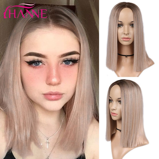 Tinted Color Straight Hair Synthetic Wig -Synthetic Hair Colored Wig - Shoulder Length Synthetic Hair Wig
