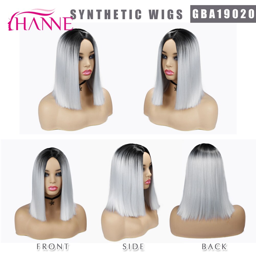 Tinted Color Straight Hair Synthetic Wig -Synthetic Hair Colored Wig - Shoulder Length Synthetic Hair Wig