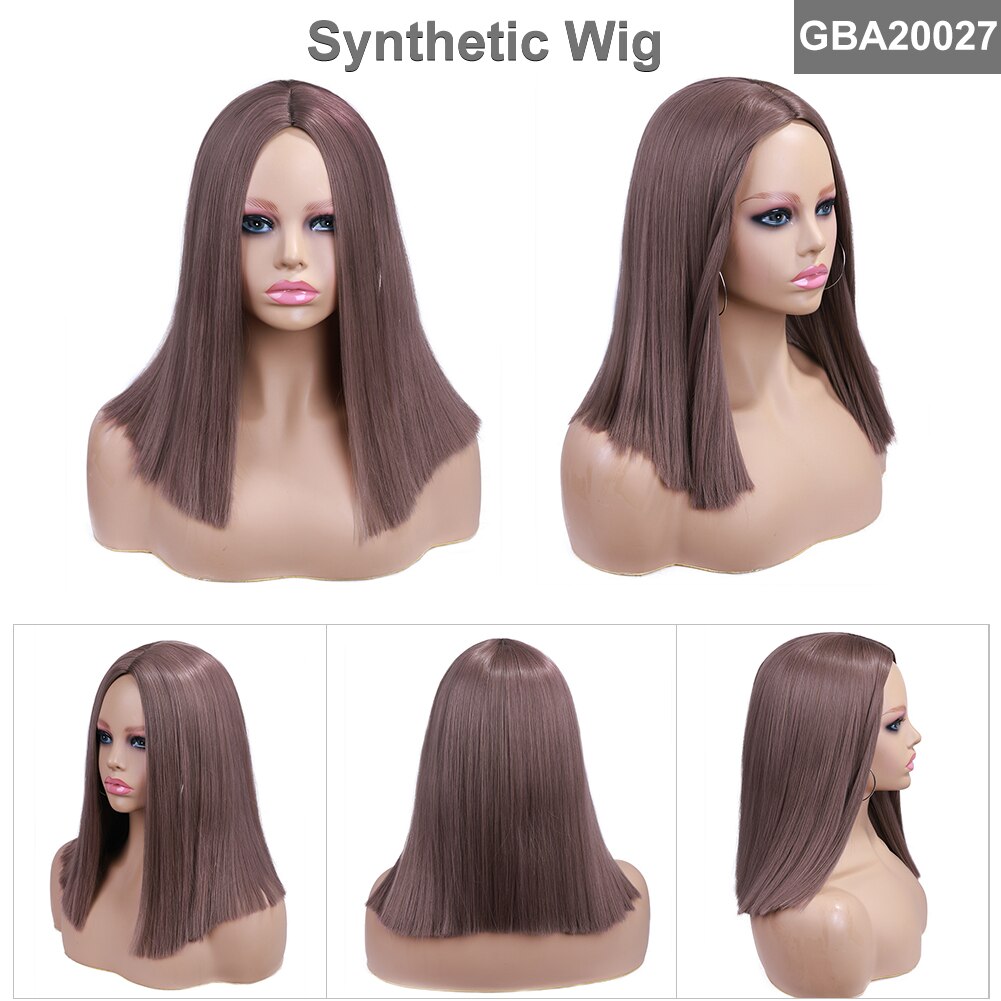 Tinted Color Straight Hair Synthetic Wig -Synthetic Hair Colored Wig - Shoulder Length Synthetic Hair Wig