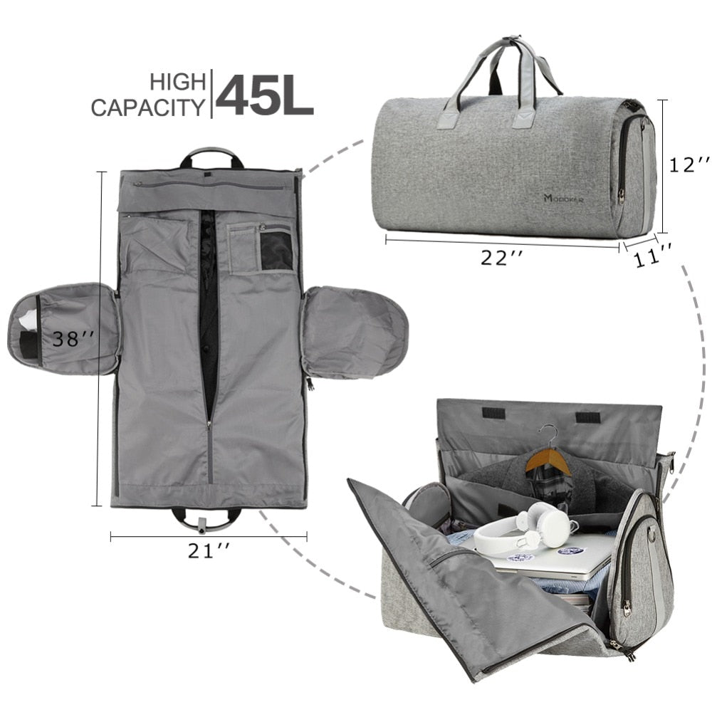 Modoker Garment Travel Bag - Multiple Pockets Travel Bag - Travel Bag with Shoulder Strap - Suitcase Clothing Business Bag