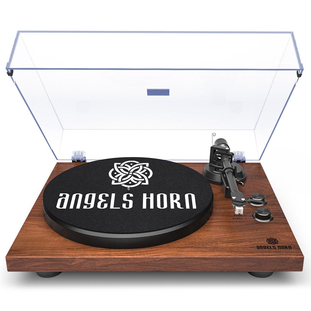 Angle Horn - Classic Record Player Turntable - Classic Design Turntable with Vintage Stereo - 2-Speed Built-in Phono Preamp and Belt Drive Turntable Player