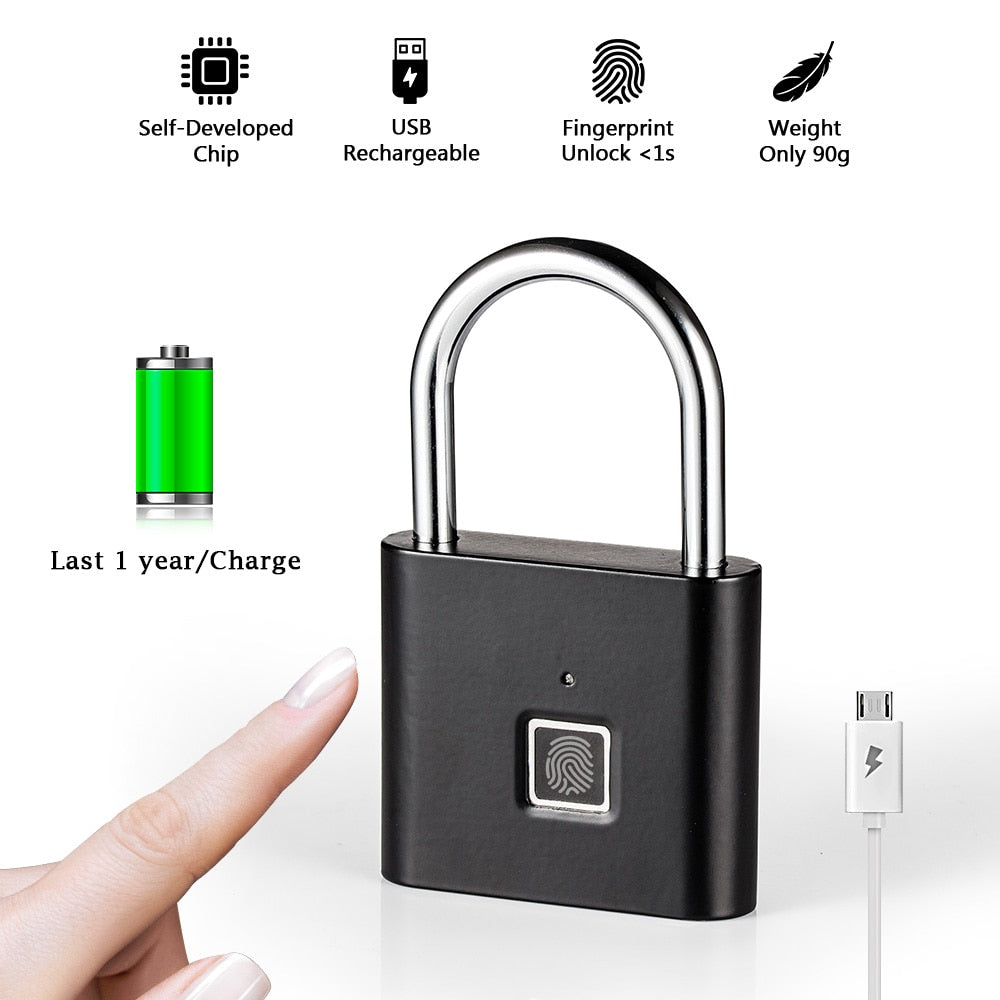 Keyless USB Fingerprint Smart Padlock