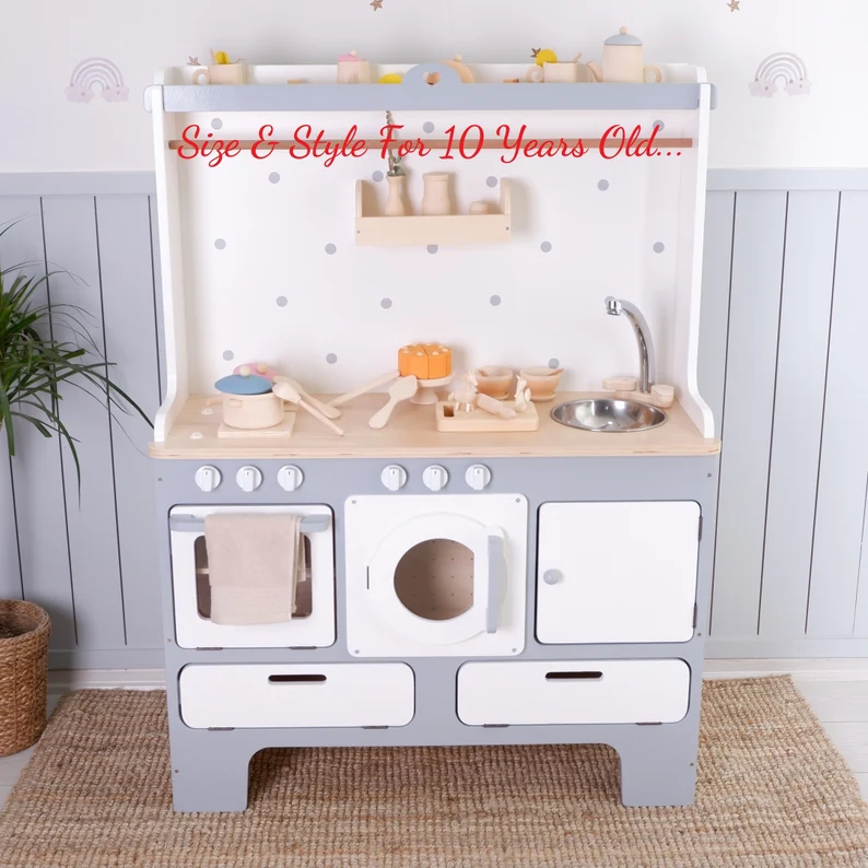 Wooden Play Kitchen | Customizable Designs. Pretend Play, Wooden Play Kitchen, Kids Play Room, Teenage Play Kitchen